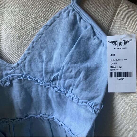 Light Blue Sleeveless Women's Linen Ruffled Top Hardtail Clothing NWT Medium - Picture 4 of 12